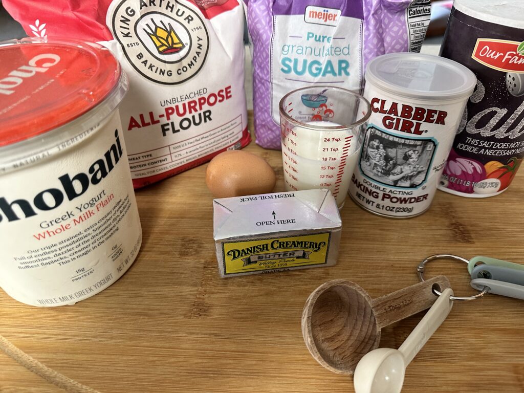 Ingredients for cheese and bacon scones.