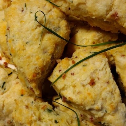 Plate of cheese and bacon scones.