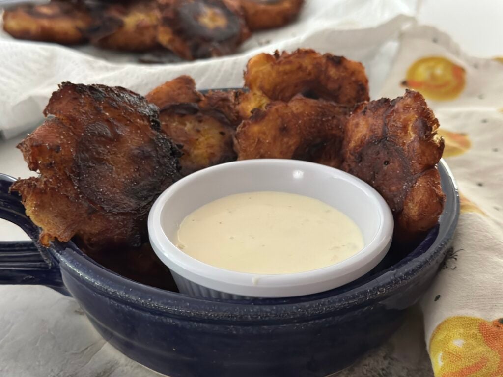Tostones and garlic aioli dip.