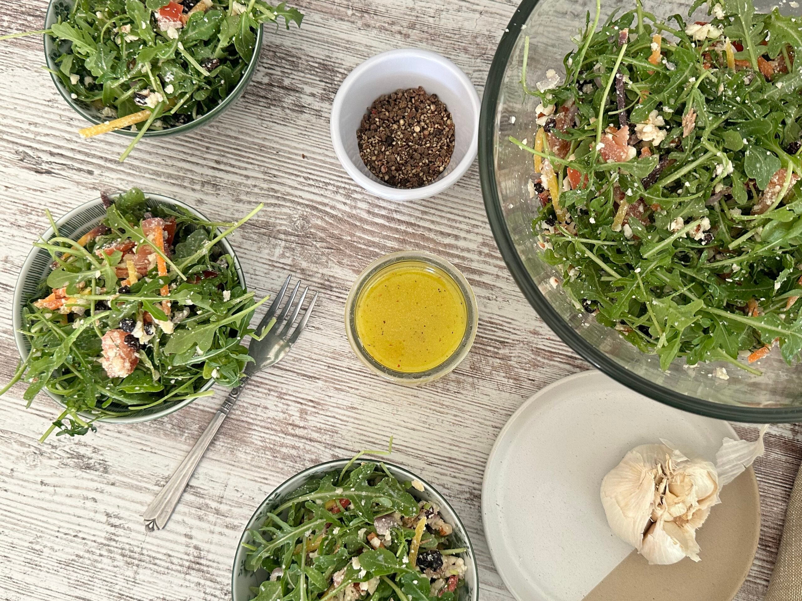 Arugula Salad with Feta and Lemon Vinaigrette