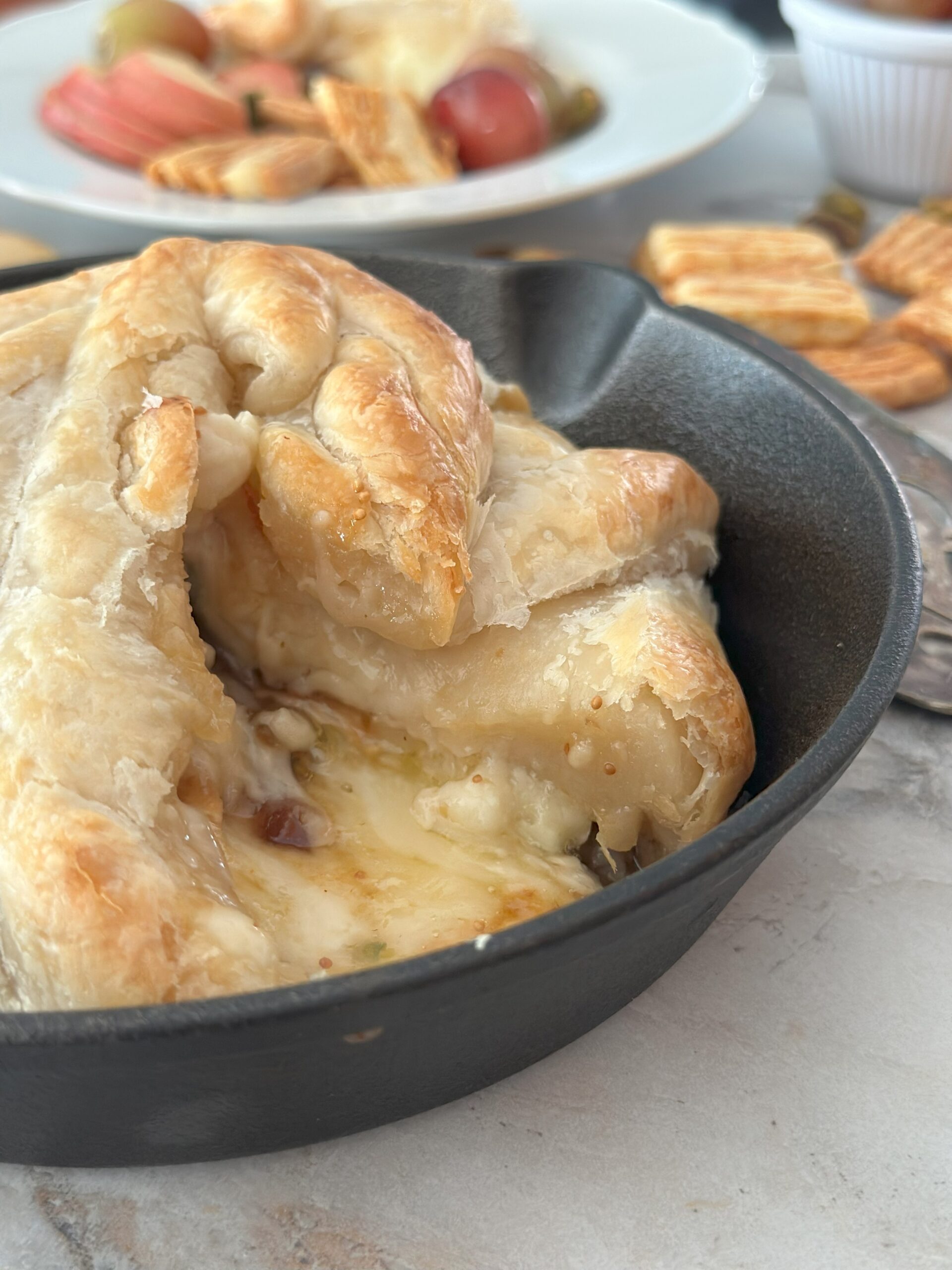 Easy Fig Jam and Pistachio Baked Brie in Puff Pastry