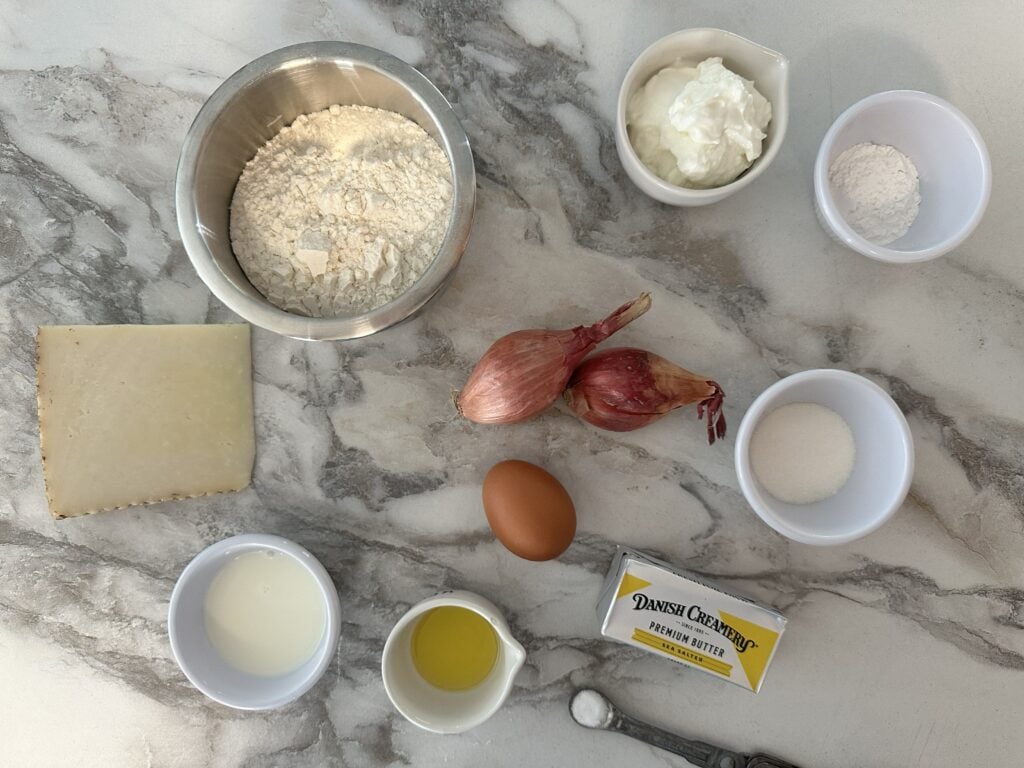 Ingredients for Manchego and shallot scones.