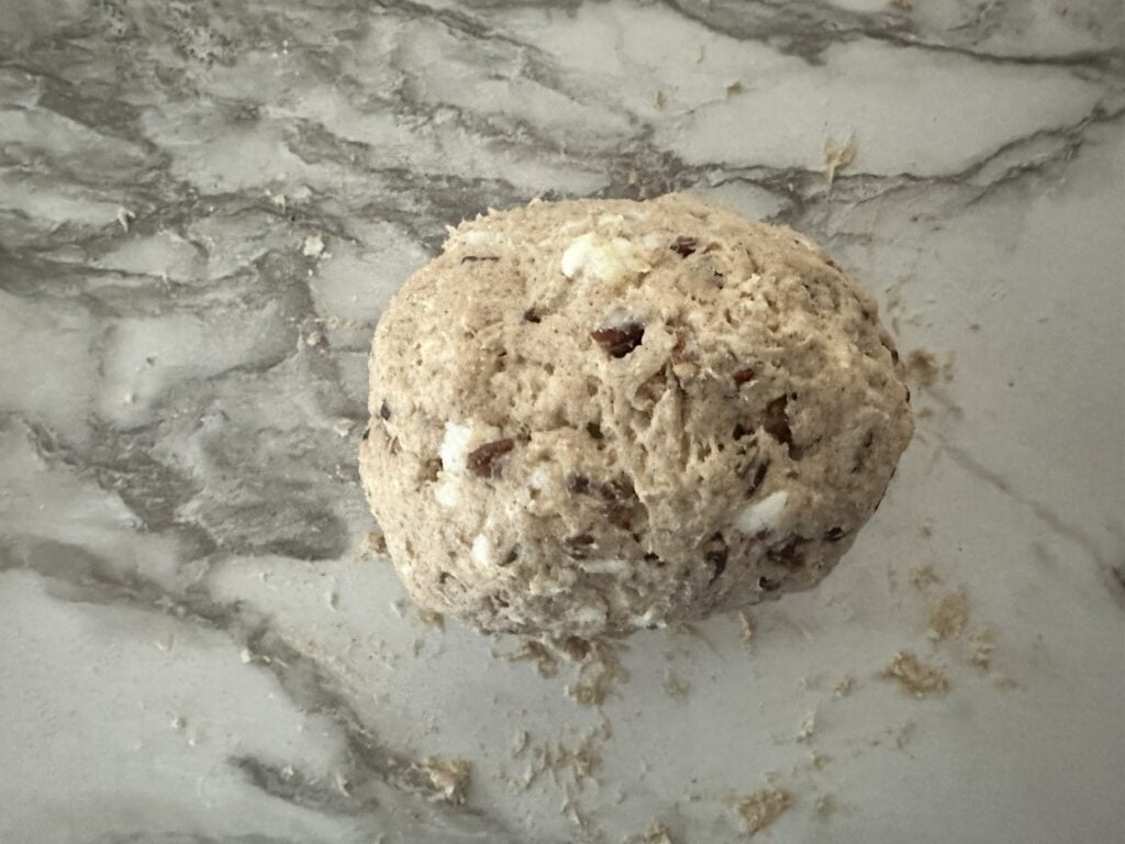 Scone dough formed into a dough ball.