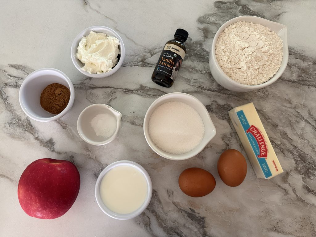 Ingredients for apple cinnamon mini Bundt cakes.