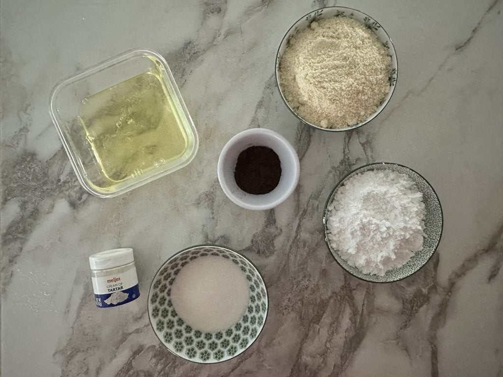 Ingredients for coffee macarons.